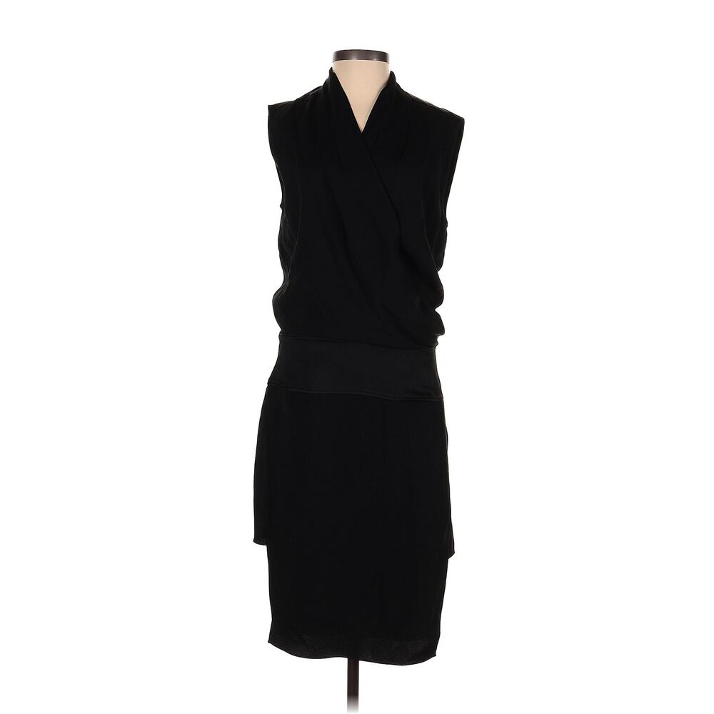 Helmut Lang Black Contra Dress Size 0 Minimalist Blouson Wrap Cocktail Dress